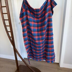 Zara Blue and Red Plaid Scarf - Large